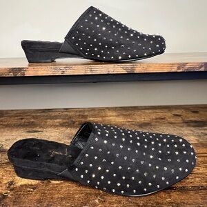 Joan Boyce Mule Black Silver Studded Slip On Dressy Women's 9.5